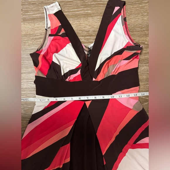 RARE Vintage Y2K Bisou Bisou Pink and Brown Patterned Maxi Dress Sz 6 EUC - Picture 4 of 6